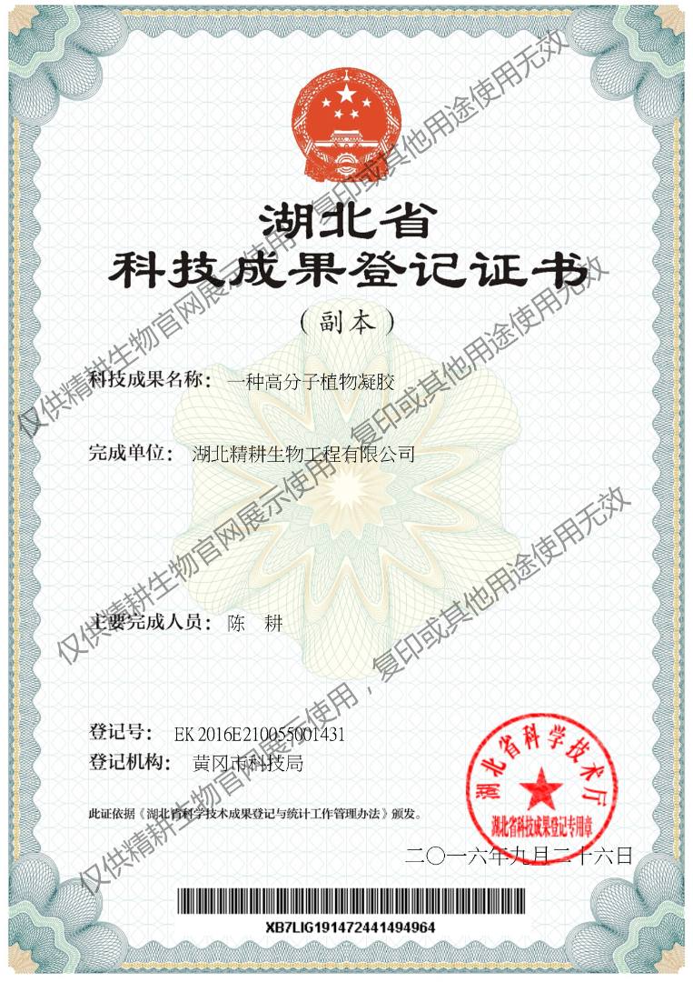 科技成果登记证书（一种臭氧化油络合物及制备方法和应用）